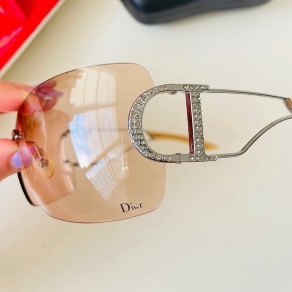 RARE 🧚🏻‍♀️ Vintage Dior Rimless Diorly 1 light brown sunglasses. - Picture 5 of 5